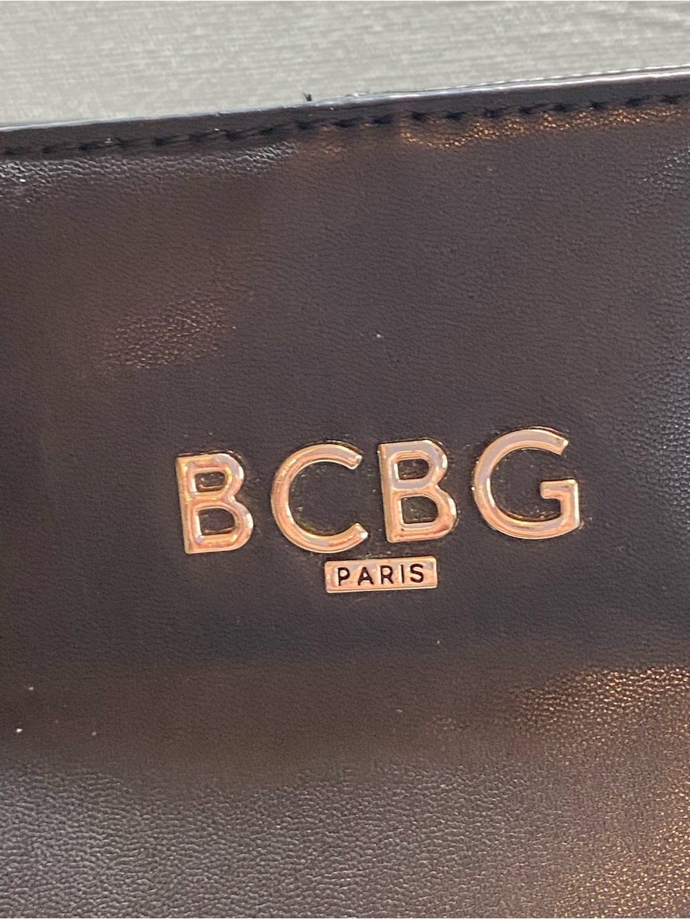 BCBG Paris Black Satchel with Gold Stud Accents, dual handles, EUC - Picture 3 of 17